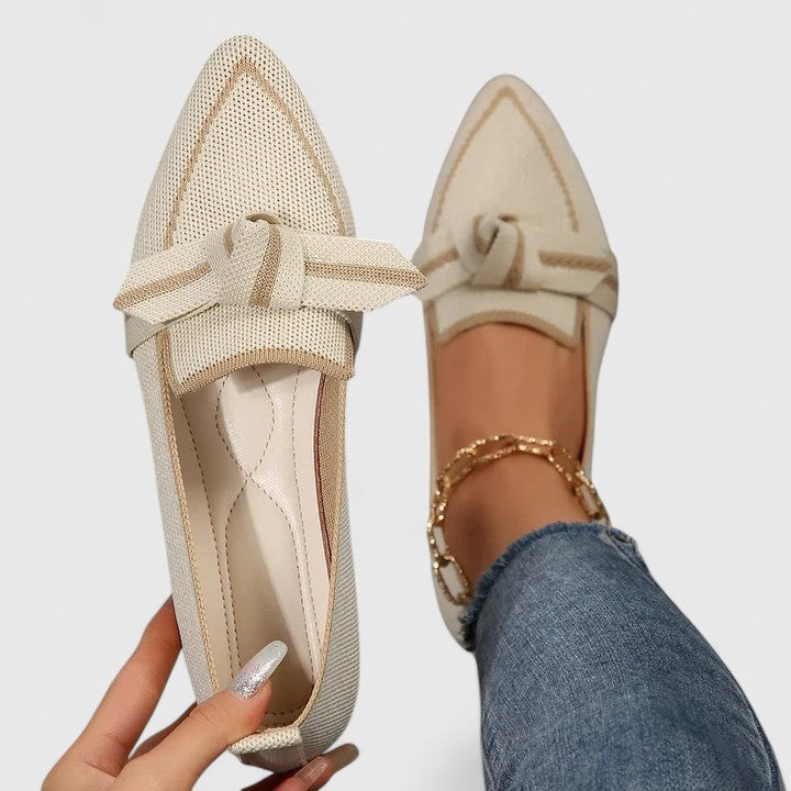 Damen Loafer Spitzschuh mit Knoten in Beige