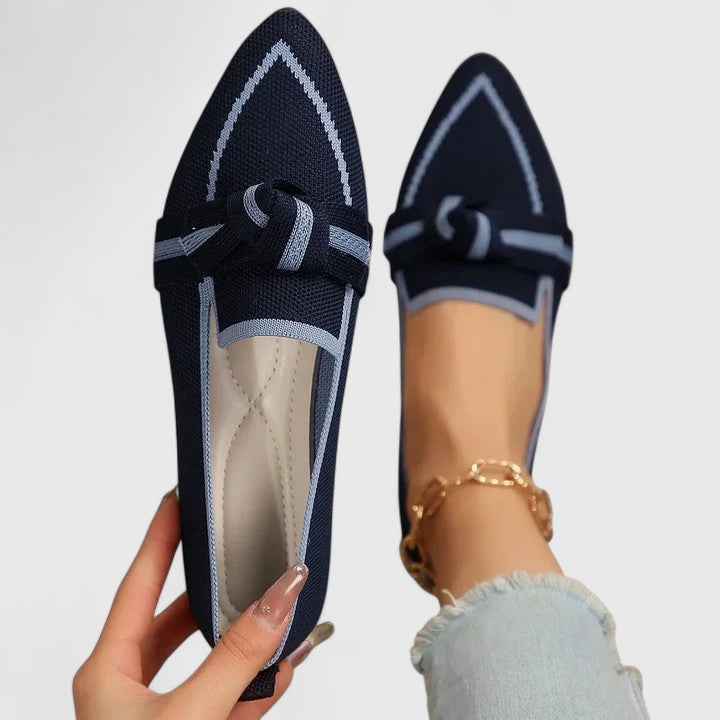 Damen Loafer Spitzschuh mit Knoten in Dunkelblau