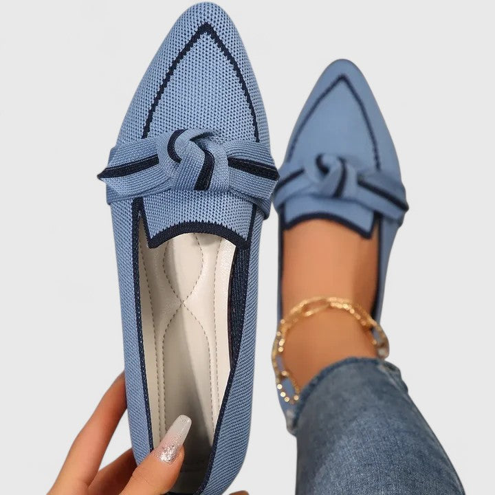 Damen Loafer Spitzschuh mit Knoten in Hellblau