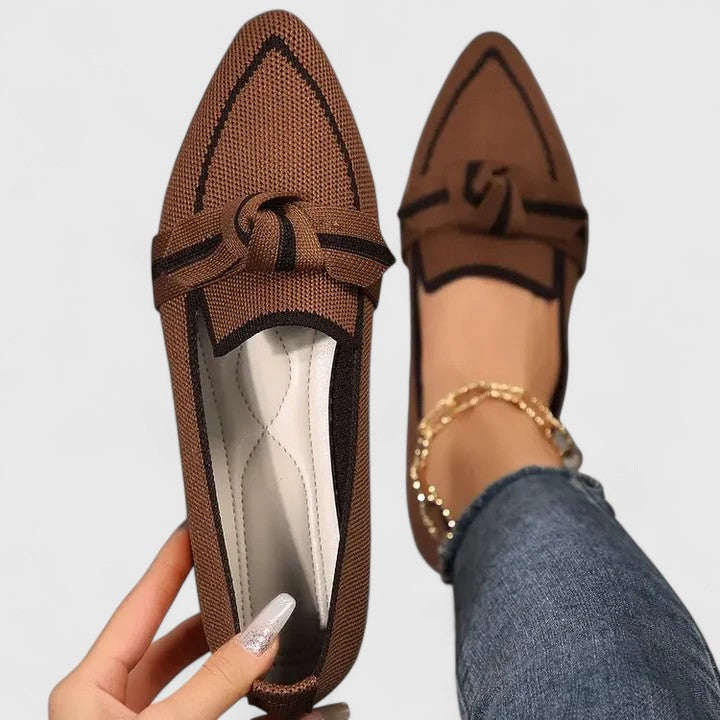 Damen Loafer Spitzschuh mit Knoten in Khaki