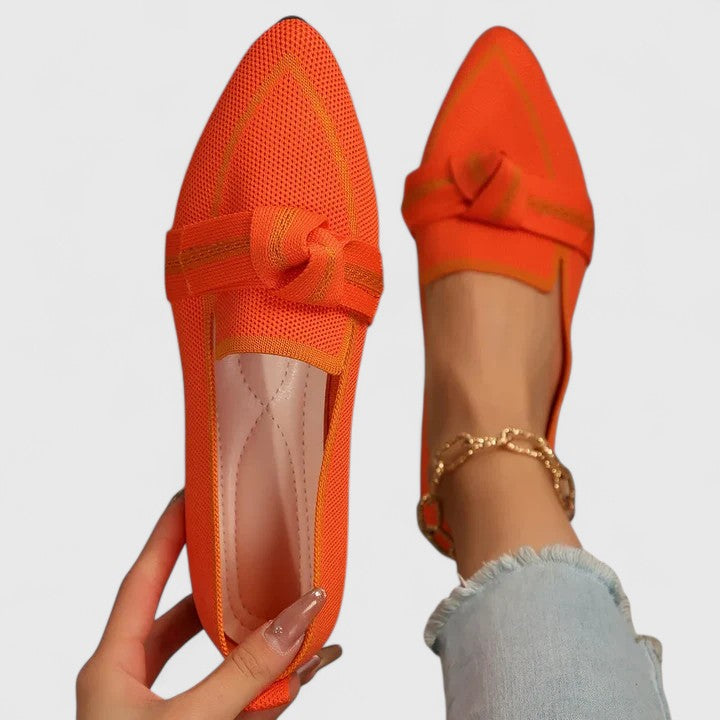 Damen Loafer Spitzschuh mit Knoten in Orange
