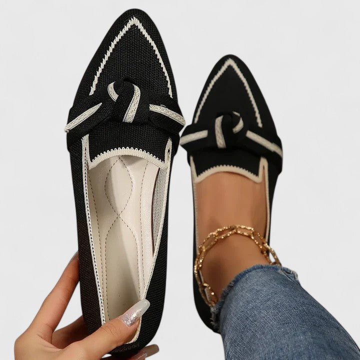 Damen Loafer Spitzschuh mit Knoten in Schwarz