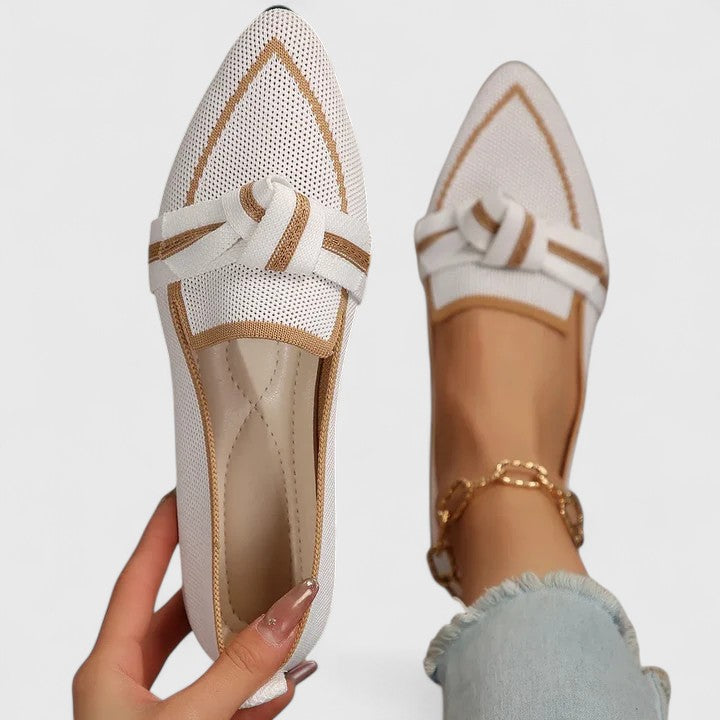 Damen Loafer Spitzschuh mit Knoten in Weiß