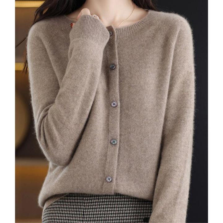 Damen Lockerer Cardigan für Alltag und Freizeit in Braun
