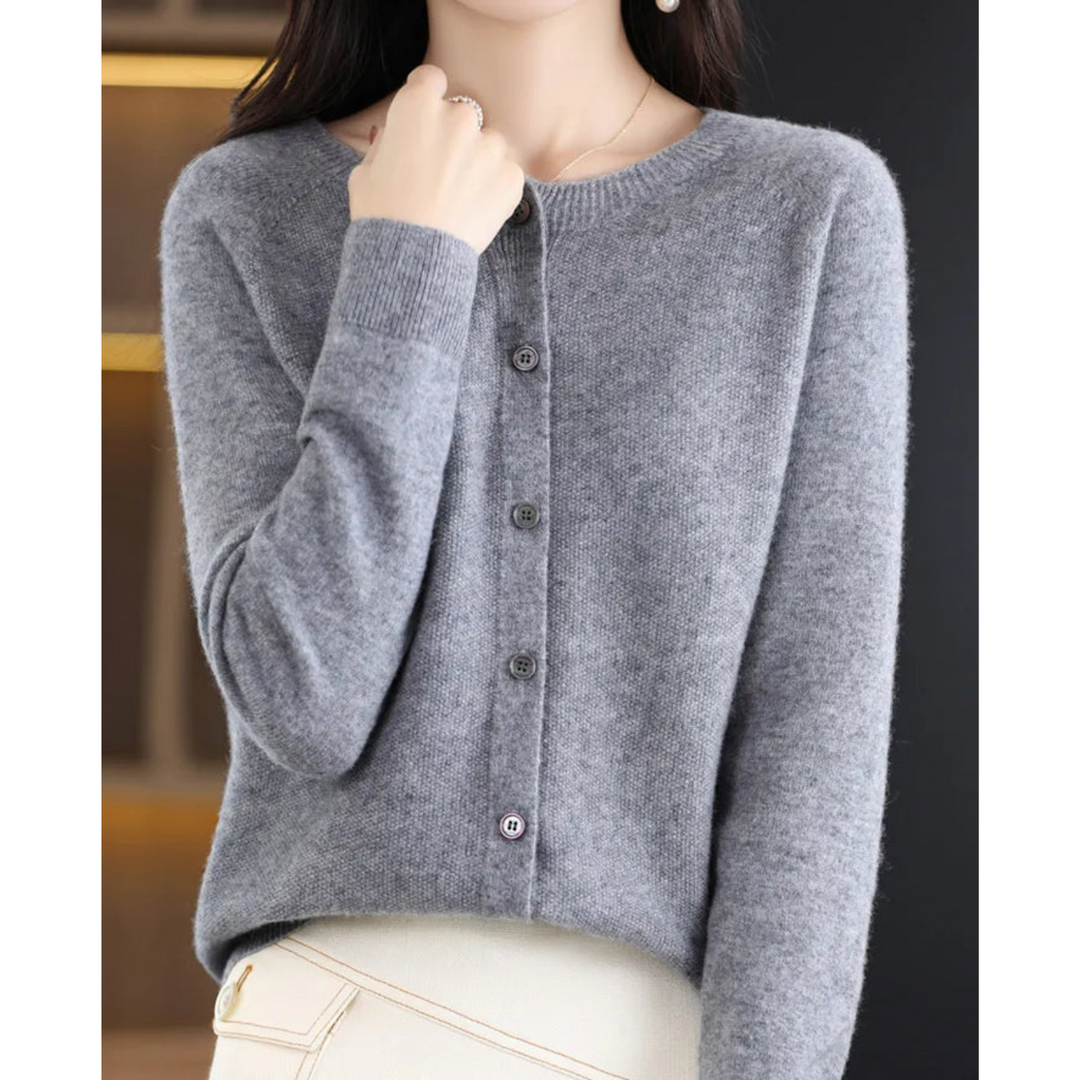 Damen Lockerer Cardigan für Alltag und Freizeit in Grau