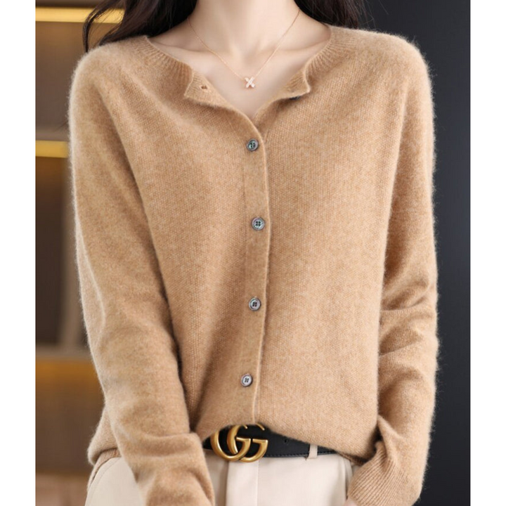 Damen Lockerer Cardigan für Alltag und Freizeit in Hellbraun
