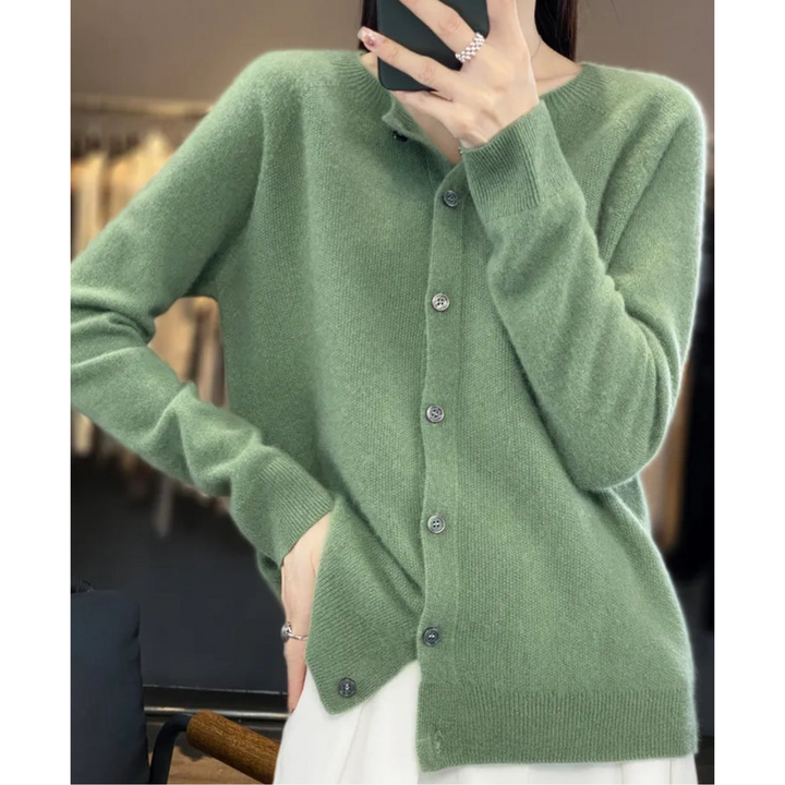 Damen Lockerer Cardigan für Alltag und Freizeit in Hellgrün