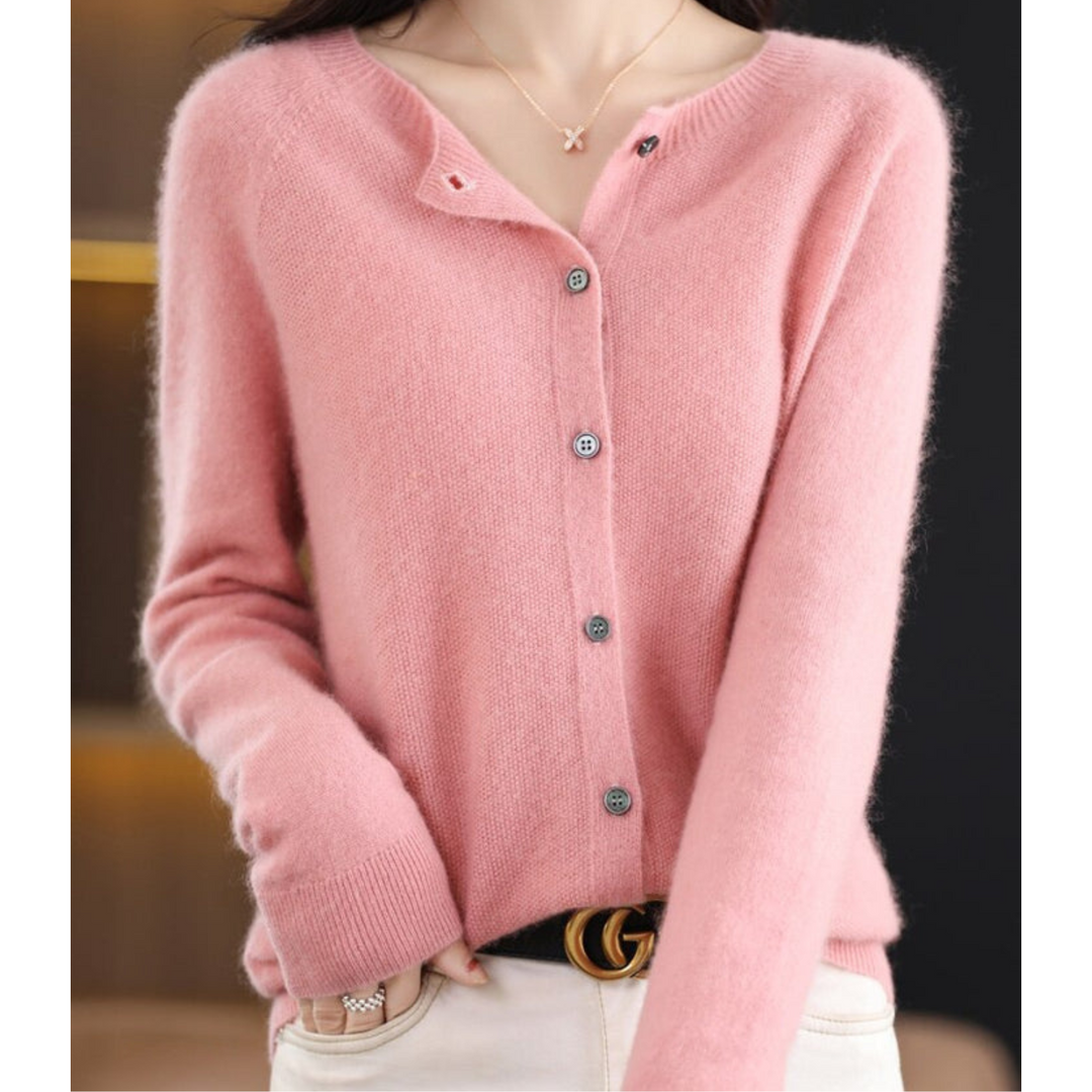 Damen Lockerer Cardigan für Alltag und Freizeit in Hellrosa