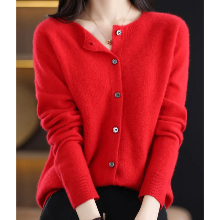 Damen Lockerer Cardigan für Alltag und Freizeit in Rot