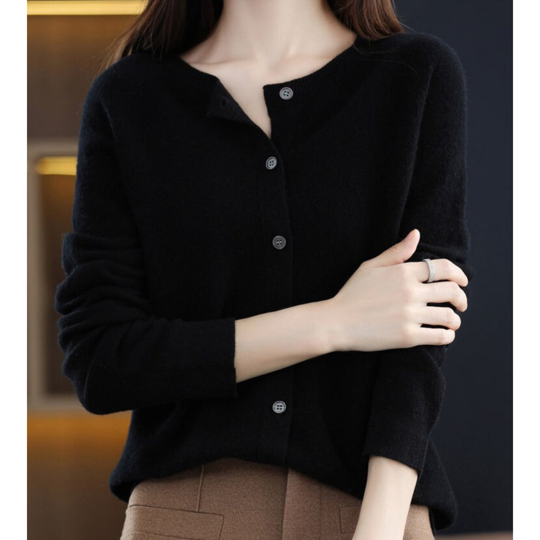 Damen Lockerer Cardigan für Alltag und Freizeit in Schwarz