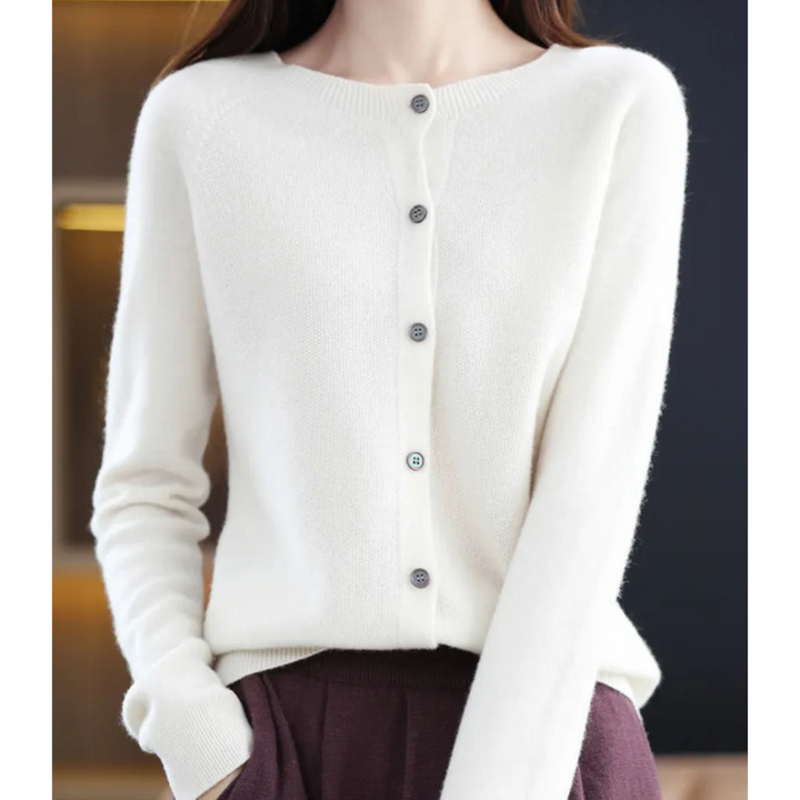 Damen Lockerer Cardigan für Alltag und Freizeit in Weiß