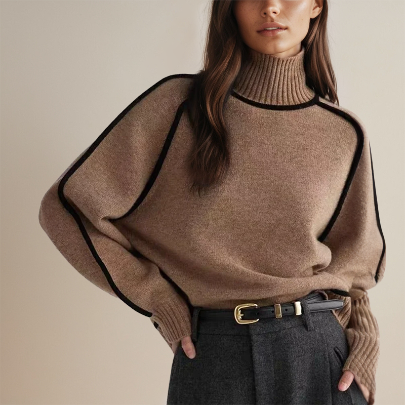 Damen Lockerer Pullover für Alltag und Freizeit in Braun