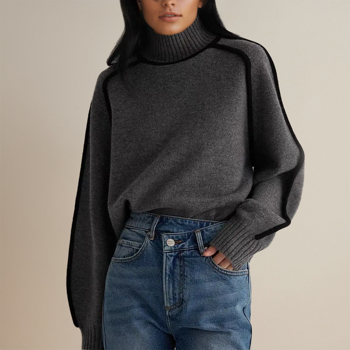 Damen Lockerer Pullover für Alltag und Freizeit in Grau