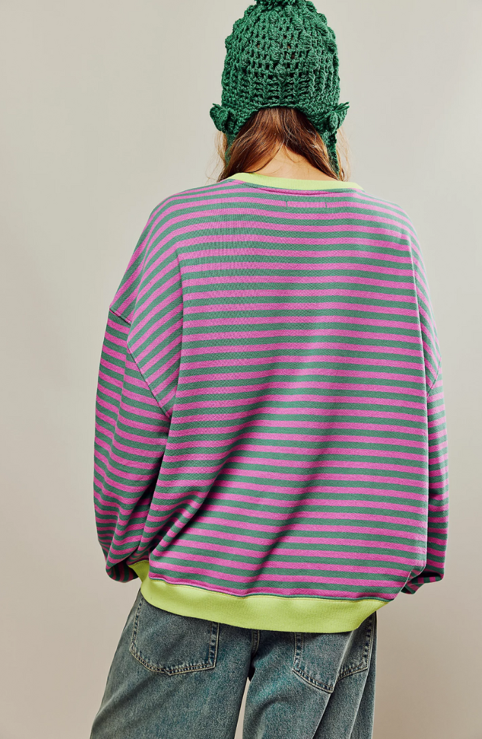 Damen Lockerer Streifenpullover für den Frühling (10)
