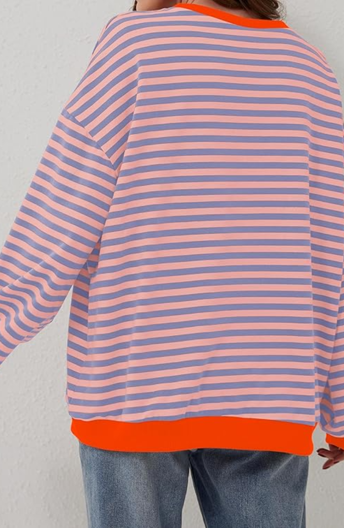 Damen Lockerer Streifenpullover für den Frühling (9)