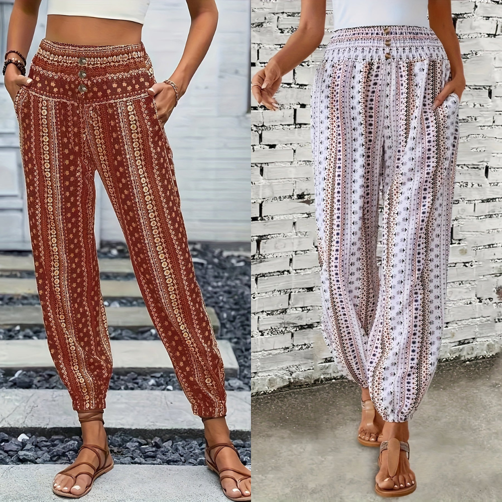 Damen Luftige Gemusterte Boho-Hosen (2)