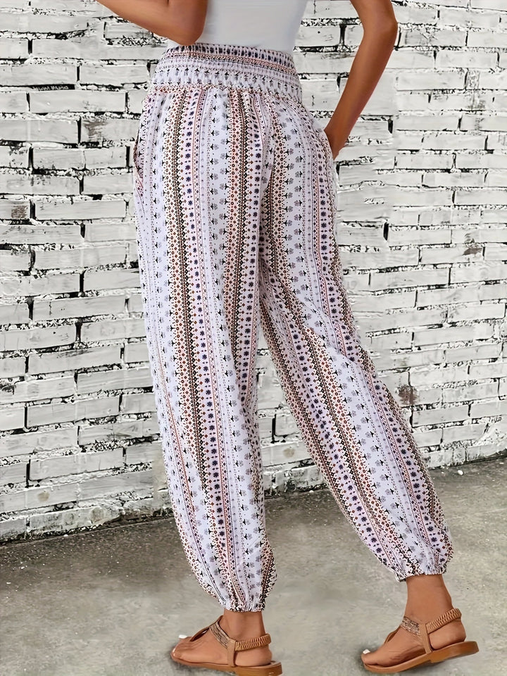 Damen Luftige Gemusterte Boho-Hosen (3)