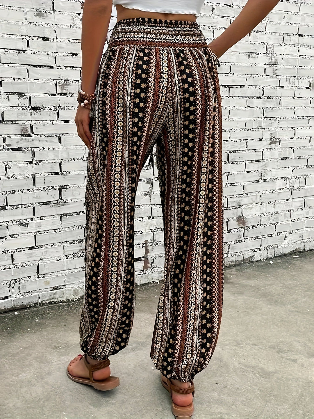 Damen Luftige Gemusterte Boho-Hosen (6)