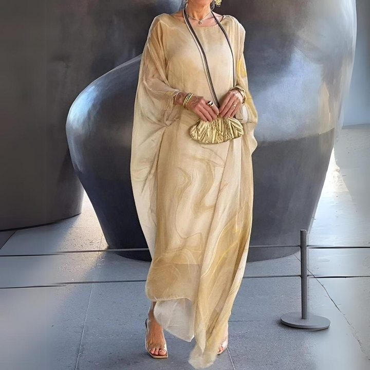 Damen luftiges Herbst-Maxikleid in Gelb (Fast ausverkauft)