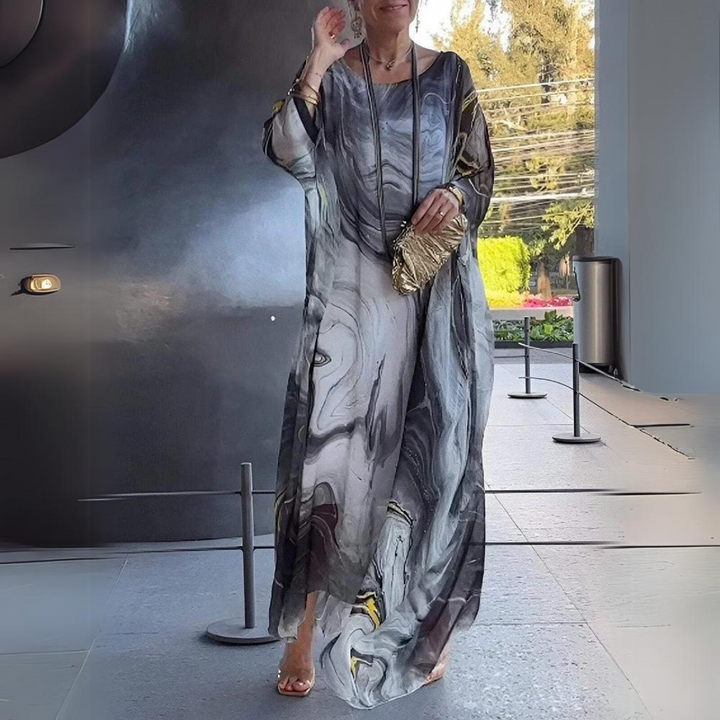 Damen luftiges Herbst-Maxikleid in Grau