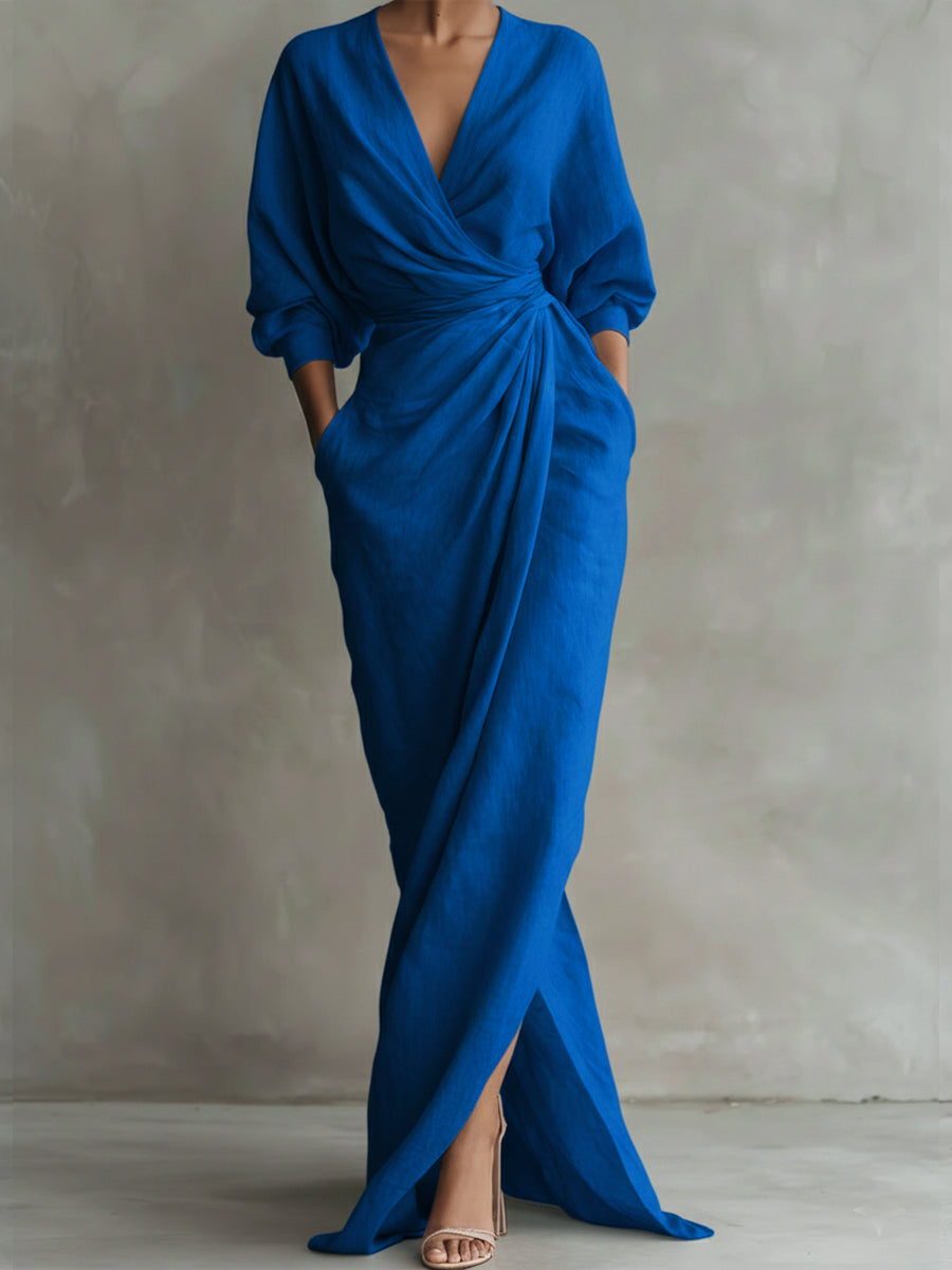 Damen Luftiges Hochzeitsgast-Kleid für Herbst in Blau