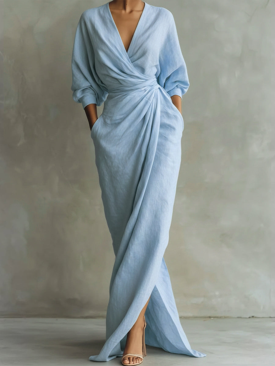 Damen Luftiges Hochzeitsgast-Kleid für Herbst in Hellblau