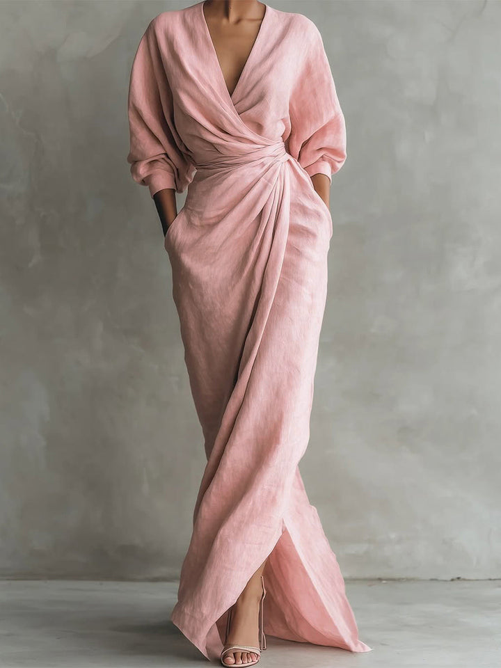 Damen Luftiges Hochzeitsgast-Kleid für Herbst in Rosa
