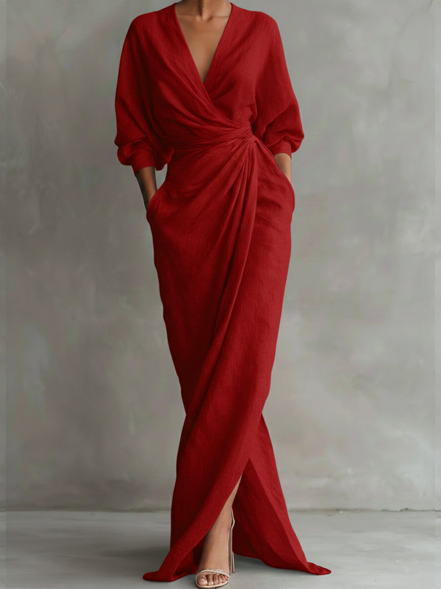Damen Luftiges Hochzeitsgast-Kleid für Herbst in Rot