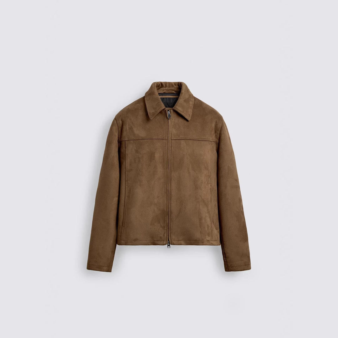 Damen Mantel-Jacke aus feinem Wildleder in Braunbeige