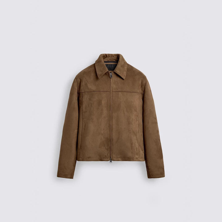 Damen Mantel-Jacke aus feinem Wildleder in Braunbeige