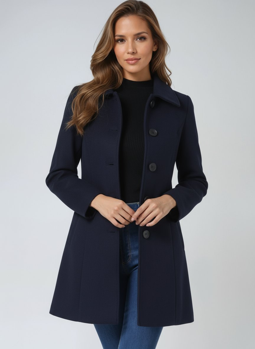Damen Mantel mit klassischem Schnitt für Winter in Dunkelblau