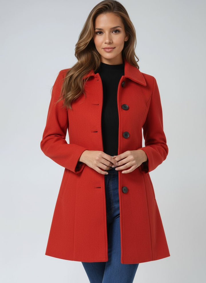 Damen Mantel mit klassischem Schnitt für Winter in Rot