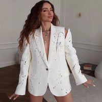 Leni | Damen Mantel mit Splatter-Design im Statement-Stil