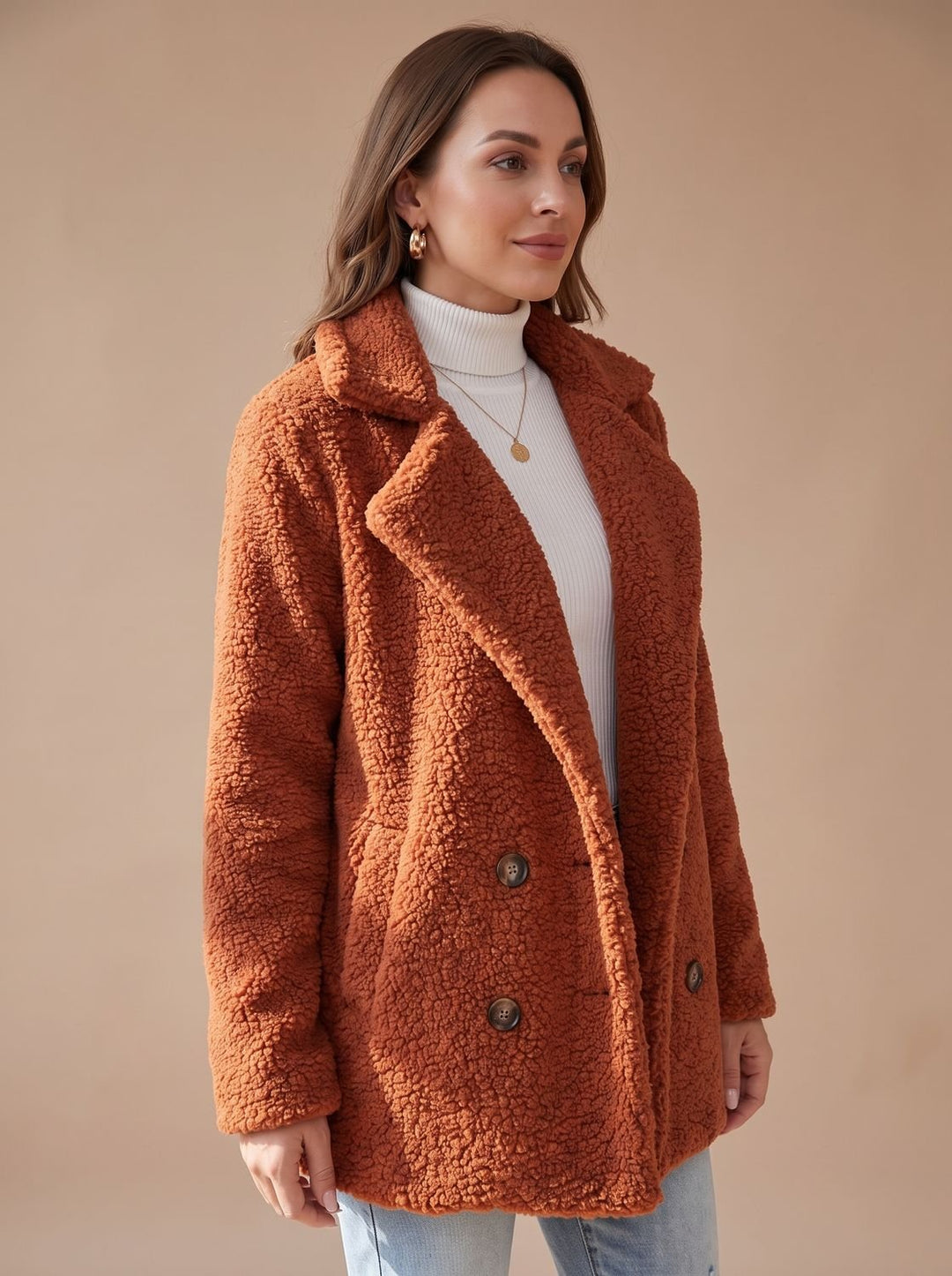 Damen Mantel mit Teddy-Kunstfell im Oversized-Schnitt (5)
