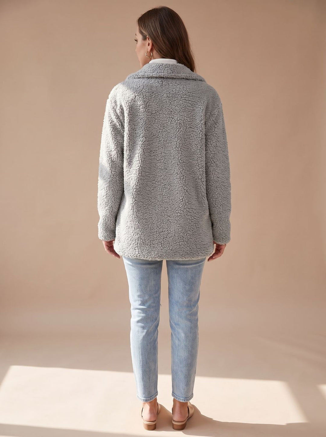 Damen Mantel mit Teddy-Kunstfell im Oversized-Schnitt (7)
