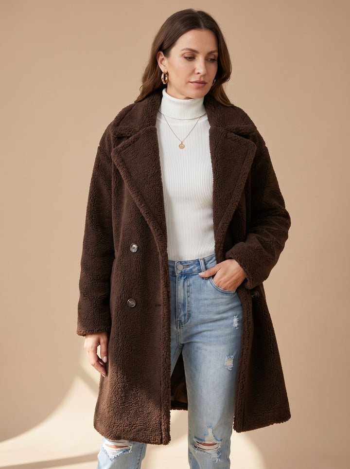 Damen Mantel mit Teddy-Kunstfell im Oversized-Schnitt (8)