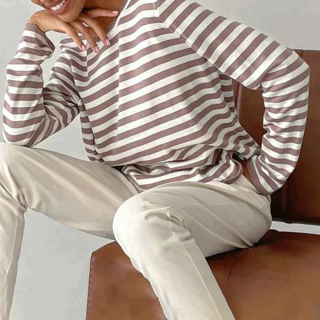 Damen Maritimes Langarmshirt Gestreift (3)