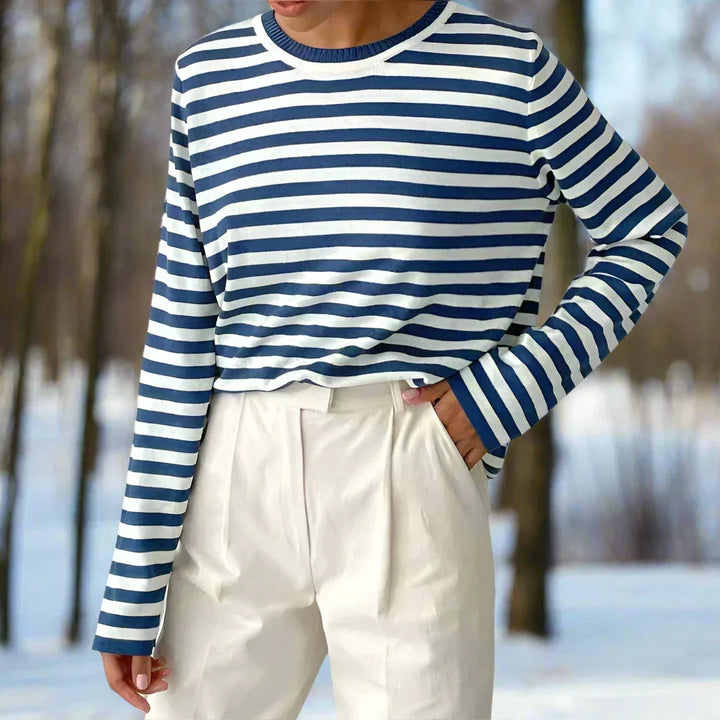 Damen Maritimes Langarmshirt Gestreift (4)