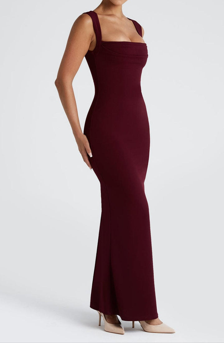 Damen Maxi Abendkleid mit Quadrat-Ausschnitt (4)