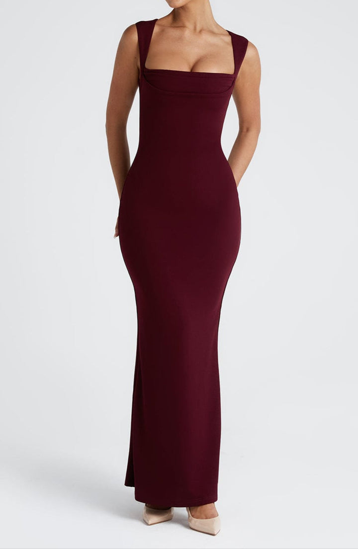 Damen Maxi Abendkleid mit Quadrat-Ausschnitt (5)