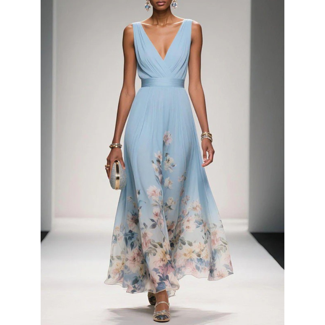 Damen Maxikleid für Hochzeitsgäste im Sommer in Hellblau