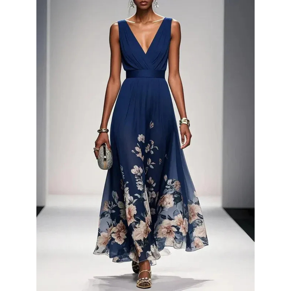 Damen Maxikleid für Hochzeitsgäste im Sommer in Marineblau