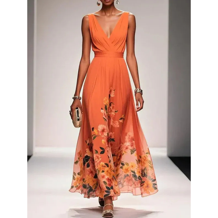 Damen Maxikleid für Hochzeitsgäste im Sommer in Orange