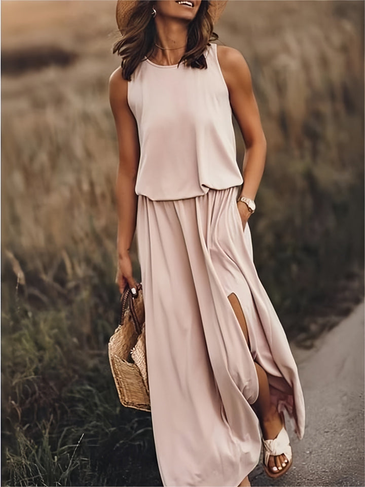 Damen Maxikleid im Boho-Stil für den Herbst in Khaki