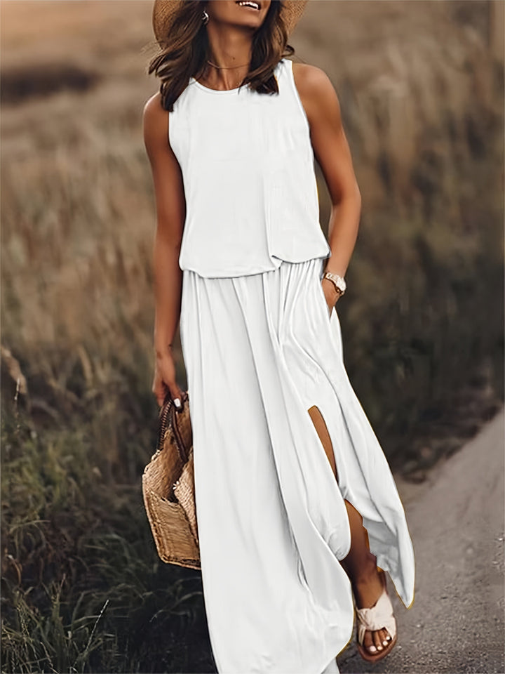 Damen Maxikleid im Boho-Stil für den Herbst in Weiß