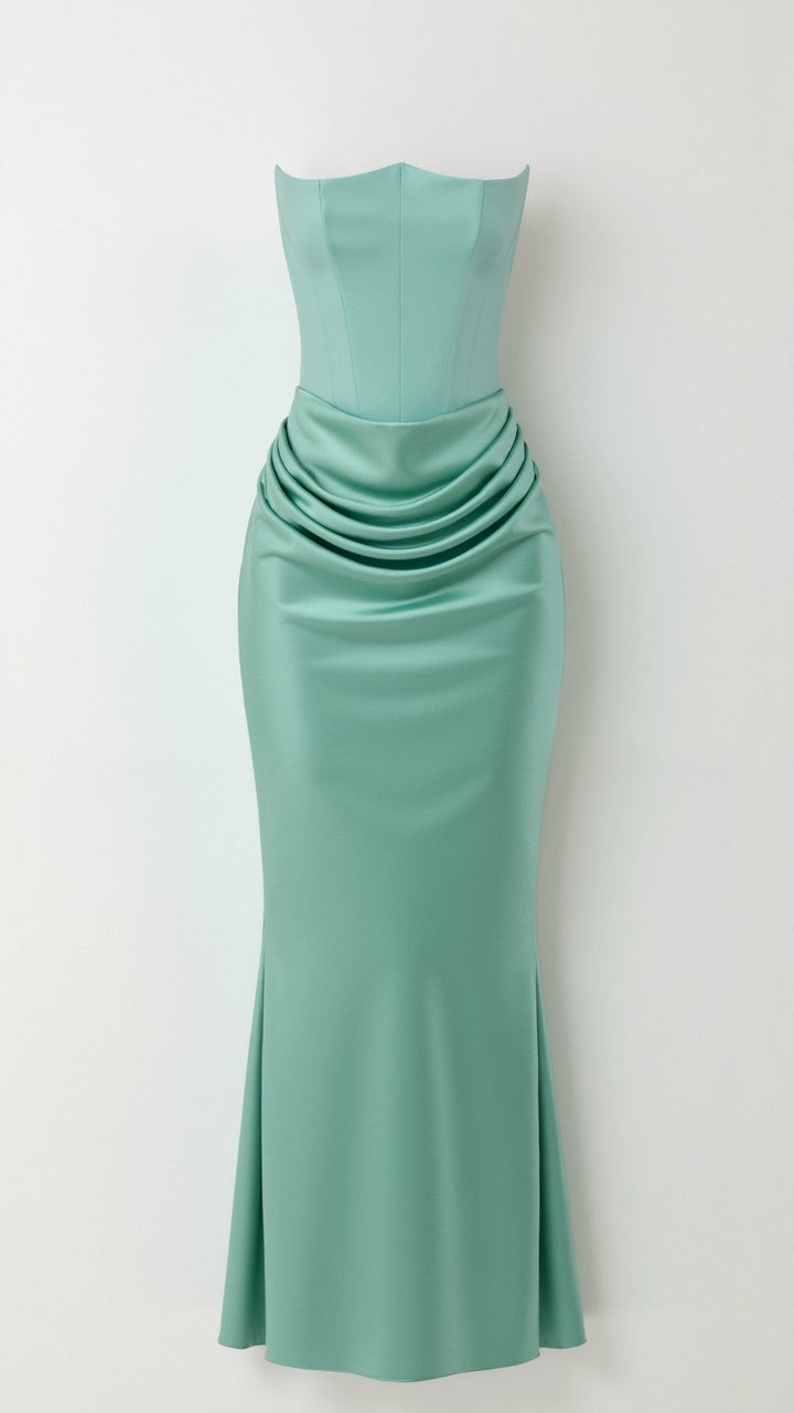 Damen Maxikleid im Säulenschnitt für Hochzeitsgäste in Karamell 2