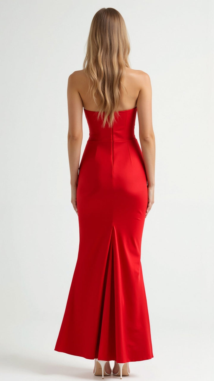 Damen Maxikleid im Säulenschnitt für Hochzeitsgäste in Rot 2