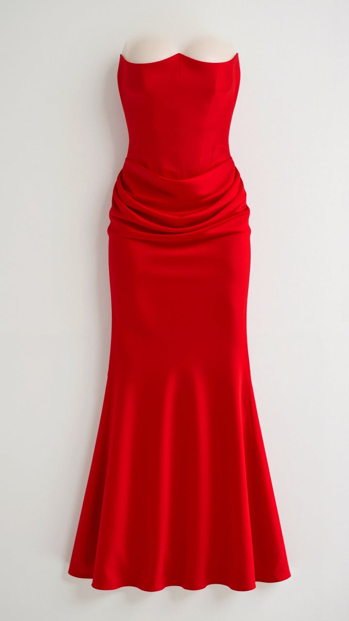 Damen Maxikleid im Säulenschnitt für Hochzeitsgäste in Rot 3