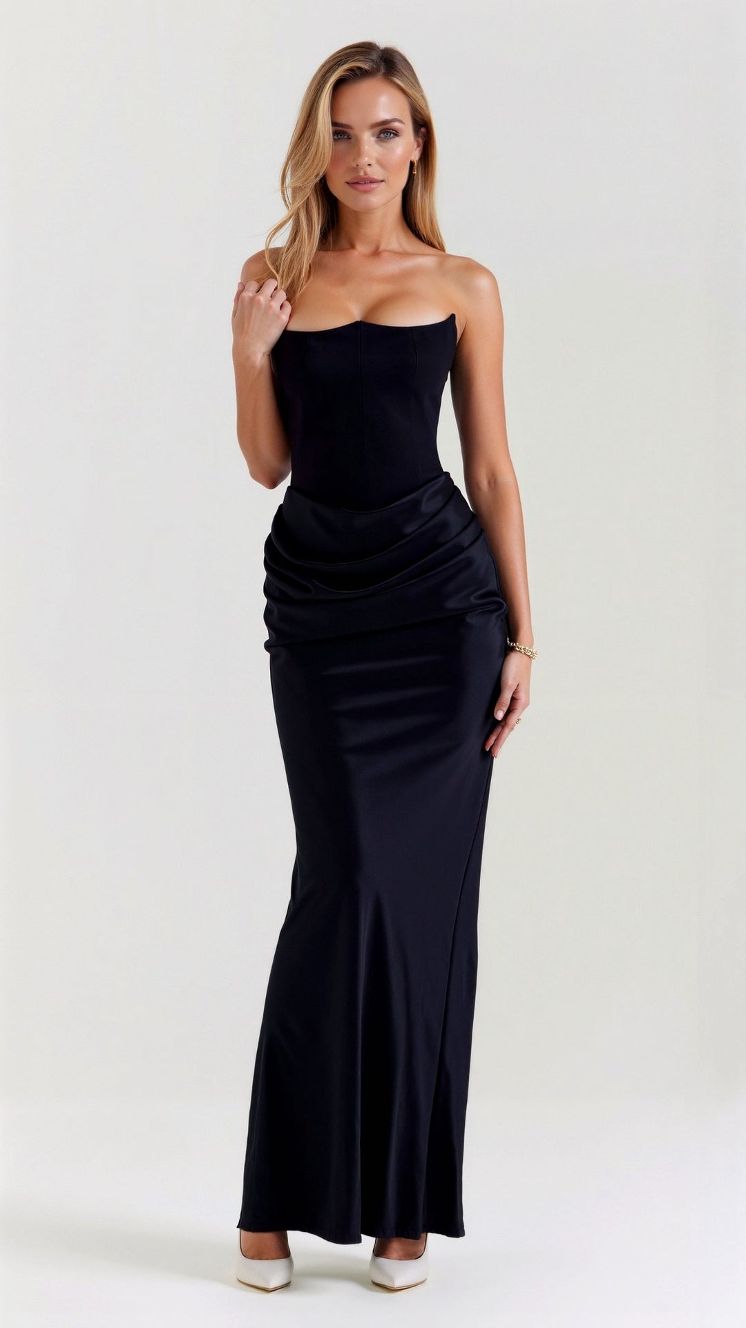 Damen Maxikleid im Säulenschnitt für Hochzeitsgäste in Schwarz