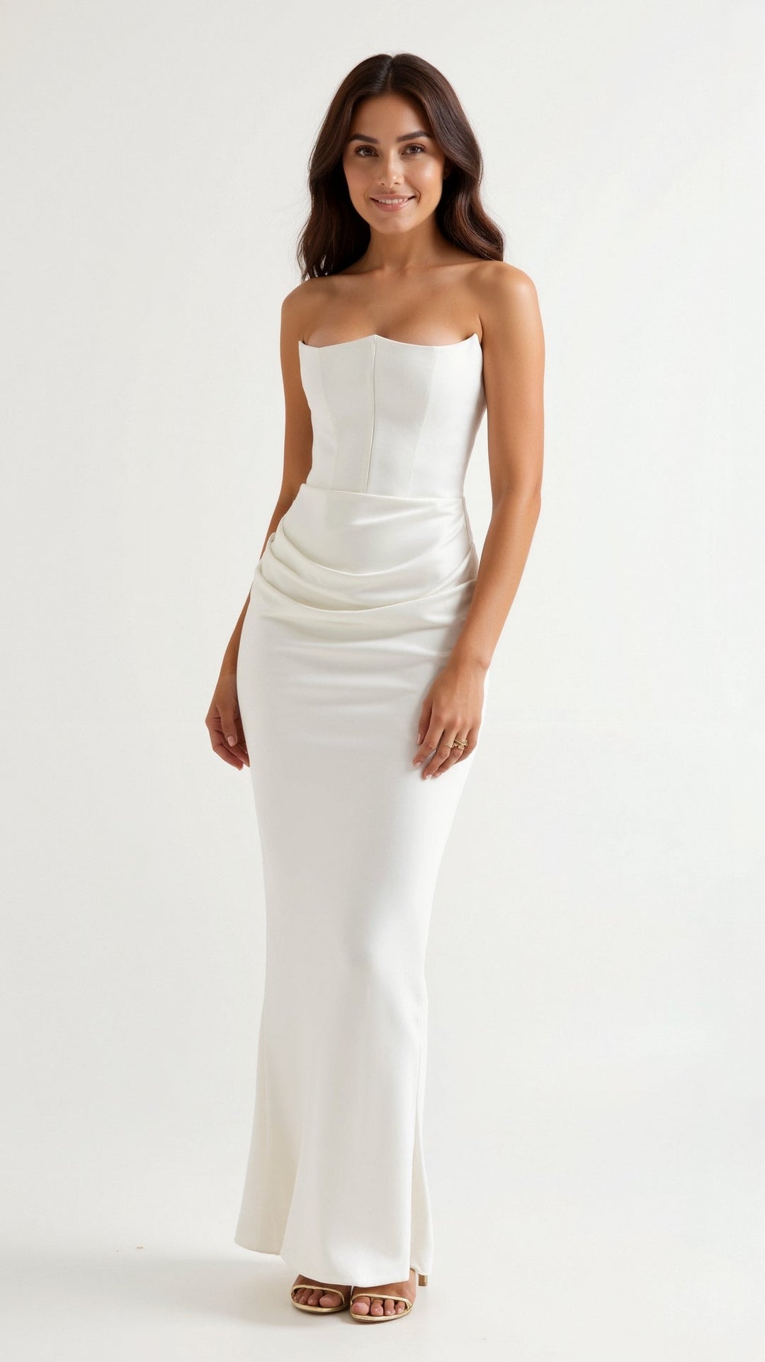 Damen Maxikleid im Säulenschnitt für Hochzeitsgäste in Weiß 1